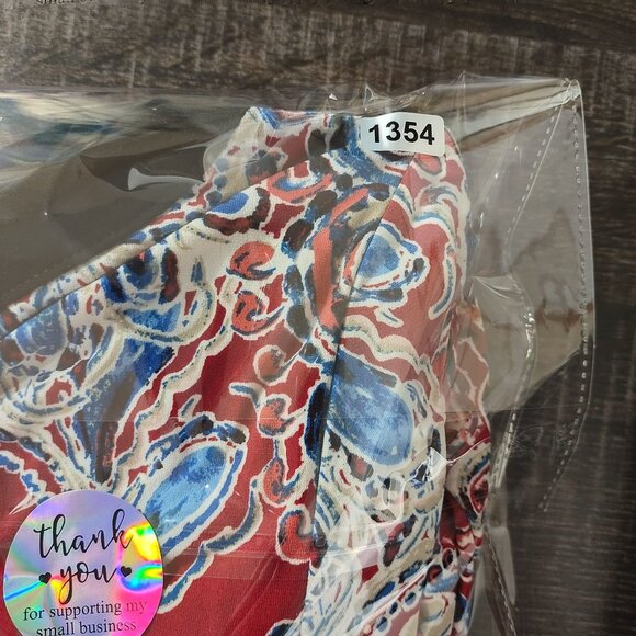 Rafaella‎ Womens Tunic Top S Red Paisley Grommet Button Trim Stretch Career - Picture 10 of 10